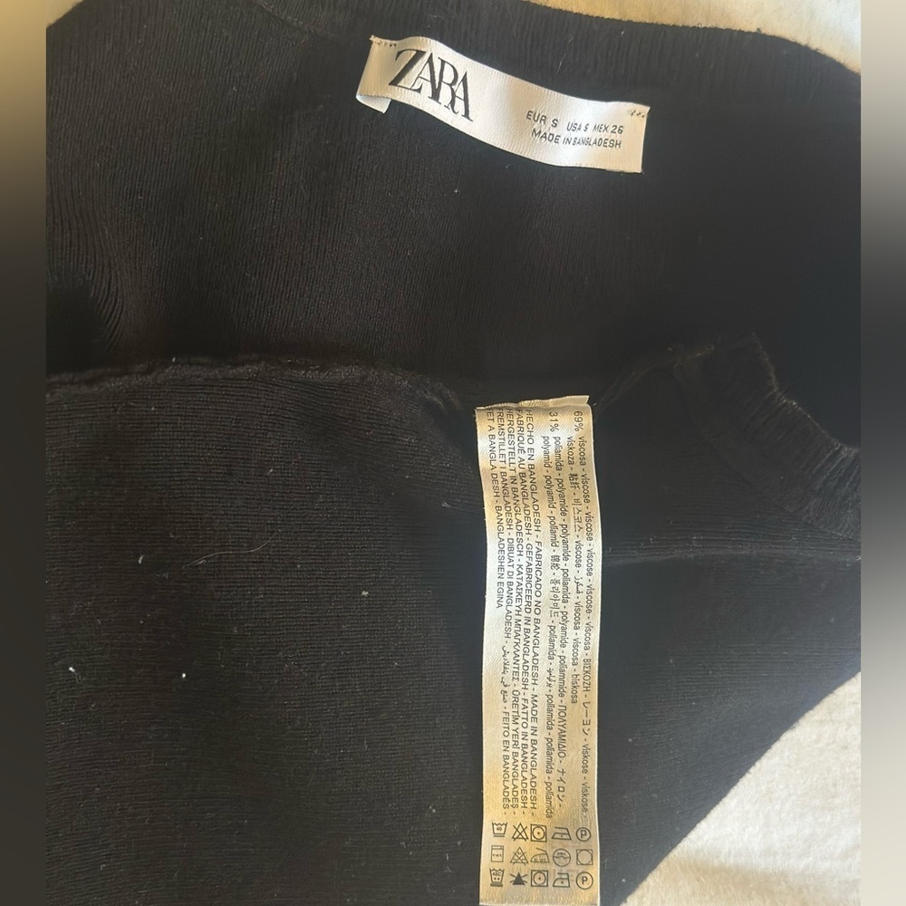Zara Black Fitted Sleeveless Crop Tank Top - Picture 10 of 12